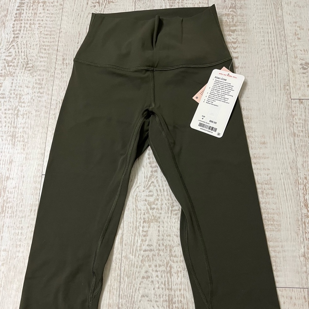 Lululemon Align Crop 19”: Size 4/Dark Olive/NWT